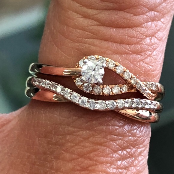 14k Rose Gold Diamond Wedding Set Jared 3/4ct - Picture 6 of 8